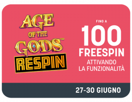 Caccia al Respin su Age of the gods: fino a 100 giri gratis extra